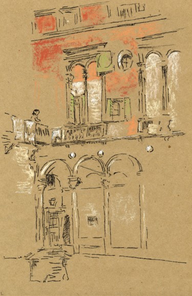 Pintura intitulada "Venetian Courtyard…" por Jim Fischer, Obras de arte originais, Pastel