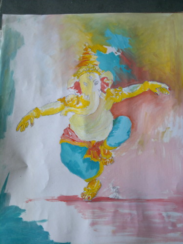 Painting titled "Shree Ganesha" by Jitendra Bharti, Original Artwork, Oil