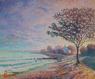 제목이 "Soir de haute mer à…"인 미술작품 Jm Guenard로, 원작, 기름