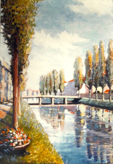 Painting titled "L'Ornain à Bar le D…" by Jm Guenard, Original Artwork, Oil