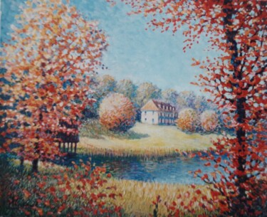 Painting titled "L'automne à Orqueva…" by Jm Guenard, Original Artwork, Oil