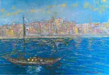Painting titled "Porto au PORTUGAL" by Jm Mariani, Original Artwork, Oil Mounted on Wood Stretcher frame