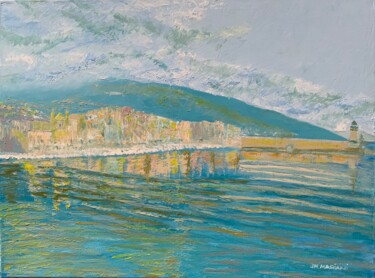 Pintura intitulada "Bastia vue de la me…" por Jm Mariani, Obras de arte originais, Óleo Montado em Armação em madeira