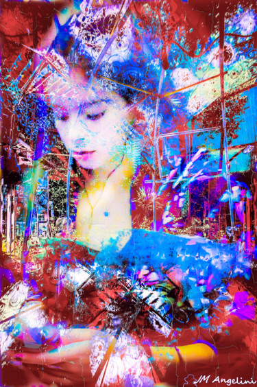 Digital Arts titled "Lady Verlaine" by Jean-Marc Angelini, Original Artwork, Photo Montage Mounted on Other rigid panel