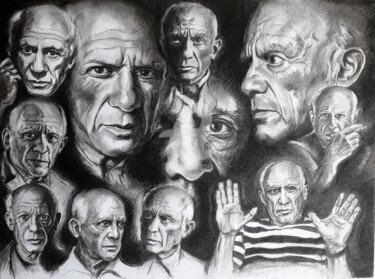 Dessin intitulée "Picasso's" par Jean-Michel Desterke, Œuvre d'art originale, Fusain