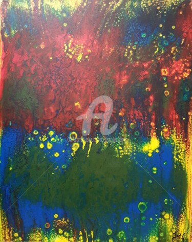 Malarstwo zatytułowany „Dentelle colorée” autorstwa Jmglyneart, Oryginalna praca, Akryl Zamontowany na Drewniana rama noszy