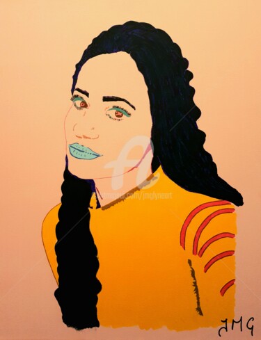 Картина под названием "Angelina" - Jmglyneart, Подлинное произведение искусства, Акрил Установлен на Деревянная рама для нос…
