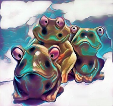 Photographie intitulée "THREE HAPPY FROGS" par Jmsbell, Œuvre d'art originale