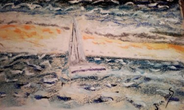 Painting titled "Voilier dune du pyla" by Jean-Marc Subira, Original Artwork, Pastel