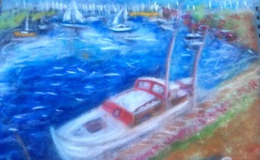 Schilderij getiteld "pinasse port de la…" door Jean-Marc Subira, Origineel Kunstwerk, Pastel