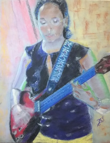 Pittura intitolato "Guitariste vibratio…" da Jean-Marc Subira, Opera d'arte originale, Pastello