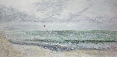 Картина под названием "Kite Surf sur l'océ…" - Jean-Marc Subira, Подлинное произведение искусства, Пастель
