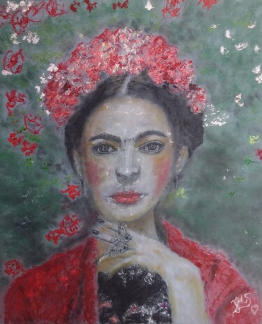 Painting titled "Frida Kahlo" by Jean-Marc Subira, Original Artwork, Pastel