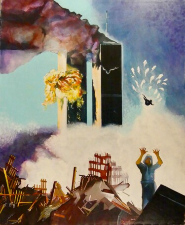 Painting titled ""la chute d'Icare"…" by Brasier Jeanoel, Original Artwork, Oil