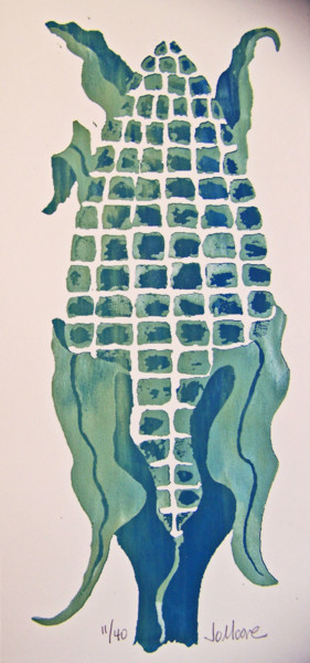 Printmaking titled "Blue Corn" by Jo Moore, Original Artwork, Screenprinting