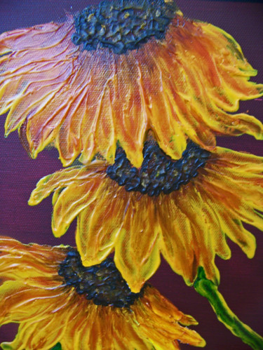 Pittura intitolato "Sunflowers for Vinc…" da Jo Moore, Opera d'arte originale, Olio