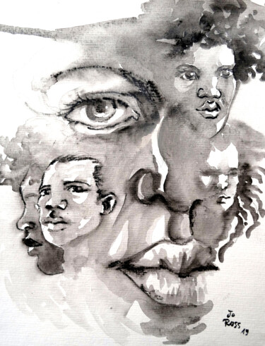 Zeichnungen mit dem Titel "Melting Face" von Joachim Rossignol, Original-Kunstwerk, Aquarell