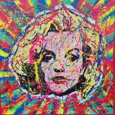 Schilderij getiteld "Marilyn pop fluo" door Joan Llaverias, Origineel Kunstwerk, Acryl Gemonteerd op Frame voor houten branc…