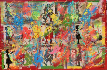 Painting titled "Bansky pop loco 5" by Joan Llaverias, Original Artwork, Acrylic Mounted on Wood Stretcher frame