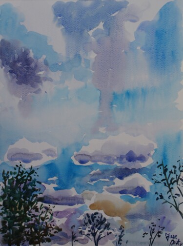 Картина под названием "sky study" - Joan Mato, Подлинное произведение искусства, Акварель