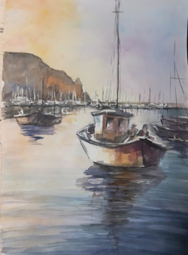 Painting titled "Puerto de Javea" by Joana Bisquert Mari, Original Artwork, Watercolor