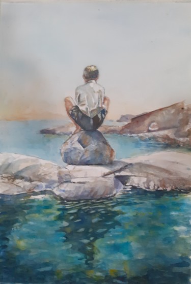 Pintura titulada "La caleta" por Joana Bisquert Mari, Obra de arte original, Acuarela