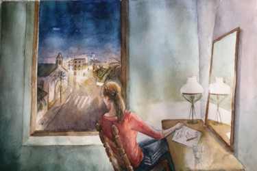 Peinture intitulée "A traves de la vent…" par Joana Bisquert Mari, Œuvre d'art originale, Aquarelle