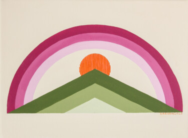 「The Rainbow Over th…」というタイトルの絵画 Joana Sabidoによって, オリジナルのアートワーク, アクリル ウッドストレッチャーフレームにマウント