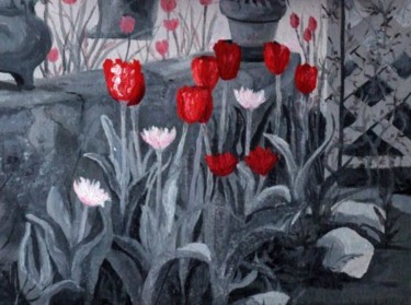Painting titled "Red Tulips" by Joan Cole, Original Artwork