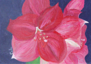 Painting titled "Amaryllis #1" by Joan Cole, Original Artwork, Oil