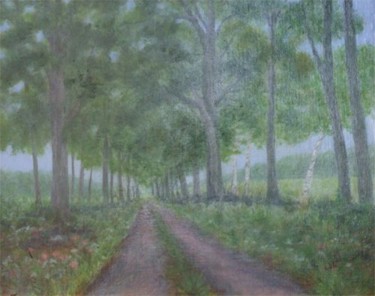 Painting titled "Road to the Farm" by Joan Cole, Original Artwork, Oil