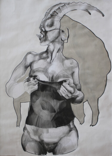 Rysunek zatytułowany „Koziorożec Znaki zo…” autorstwa Joanna Burnat-Madejczyk, Oryginalna praca, Ołówek