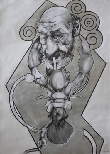 Desenho intitulada "Rak Znaki zodiaku" por Joanna Burnat-Madejczyk, Obras de arte originais, Lápis