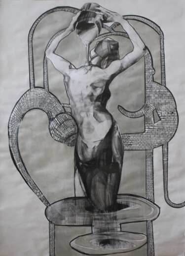 Dibujo titulada "Wodnik Znaki zodiaku" por Joanna Burnat-Madejczyk, Obra de arte original, Lápiz