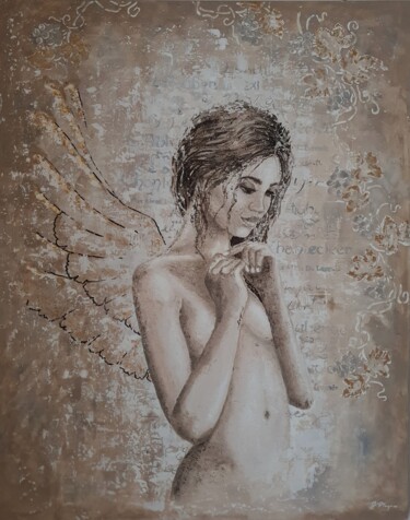 "Angel" başlıklı Tablo Joanna Długosz tarafından, Orijinal sanat, Akrilik Ahşap Sedye çerçevesi üzerine monte edilmiş