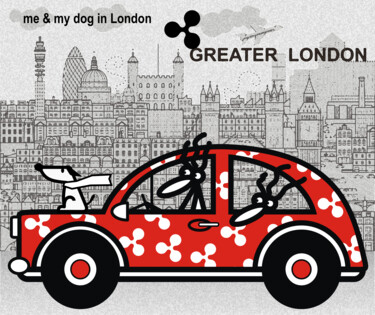 Arte digital titulada "me & my dog in Lond…" por Joanprz-Artist, Obra de arte original, Trabajo Digital 2D