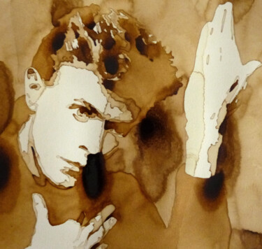 Ζωγραφική με τίτλο "David Bowie" από Joany Régibier, Αυθεντικά έργα τέχνης, Ακουαρέλα
