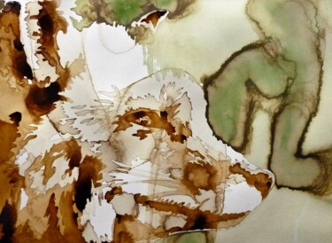 Painting titled "The fox" by Joany Régibier, Original Artwork, Watercolor