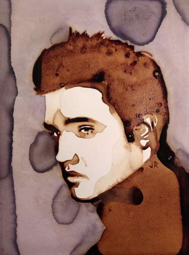 Ζωγραφική με τίτλο "Elvis Presley - Hou…" από Joany Régibier, Αυθεντικά έργα τέχνης, Ακουαρέλα