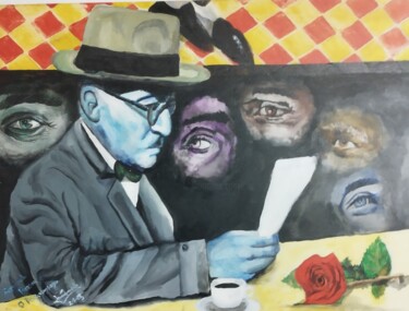 Painting titled "Pessoa" by Joao Andrade Rebelo, Original Artwork, Acrylic