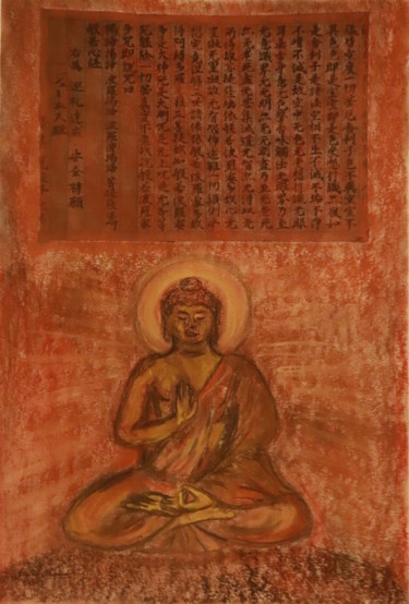 Pintura intitulada "Buda e o Sutra do D…" por João Bernardo, Obras de arte originais, Pastel