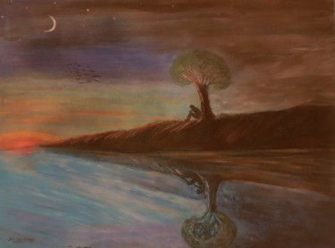 Schilderij getiteld "O Crepúsculo" door João Bernardo, Origineel Kunstwerk, Pastel