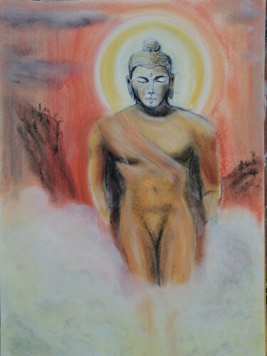 Schilderij getiteld "Buda na bruma" door João Bernardo, Origineel Kunstwerk, Pastel