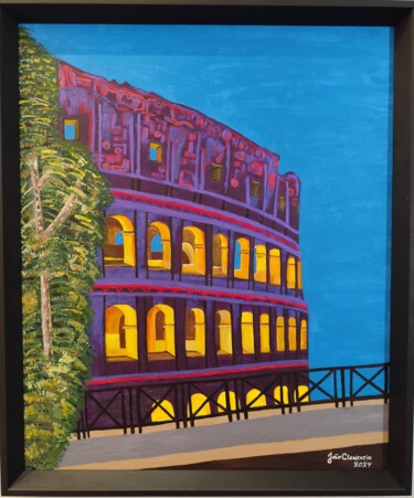 Painting titled "Colosseo a Colori" by João Clericuzio, Original Artwork, Acrylic Mounted on Wood Stretcher frame