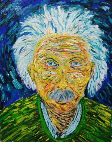 Painting titled "Albert Einstein" by João Miranda, Original Artwork, Oil