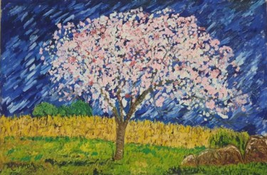 「the almond tree」というタイトルの絵画 João Mirandaによって, オリジナルのアートワーク, オイル