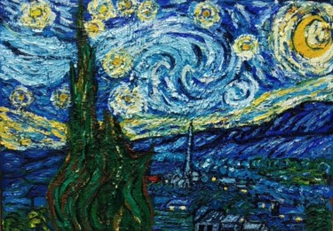 Painting titled "starry night, my th…" by João Miranda, Original Artwork, Oil