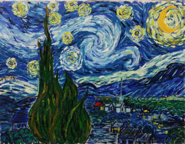 Peinture intitulée "Starry Night after…" par João Miranda, Œuvre d'art originale, Huile