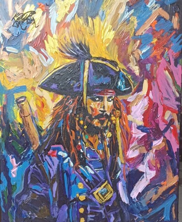 Schilderij getiteld "Jack Sparrow" door João Miranda, Origineel Kunstwerk, Acryl