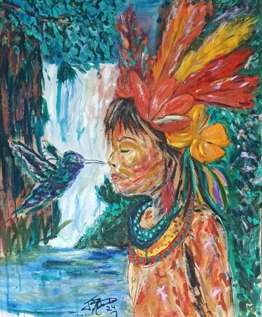 Malarstwo zatytułowany „Amazônia n7” autorstwa João Miranda, Oryginalna praca, Akryl